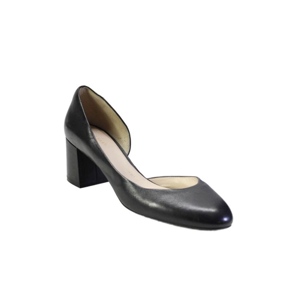 Cole Haan Grand.OS Womens Leather Round Toe Slide On Pumps Black Size 8.5 B